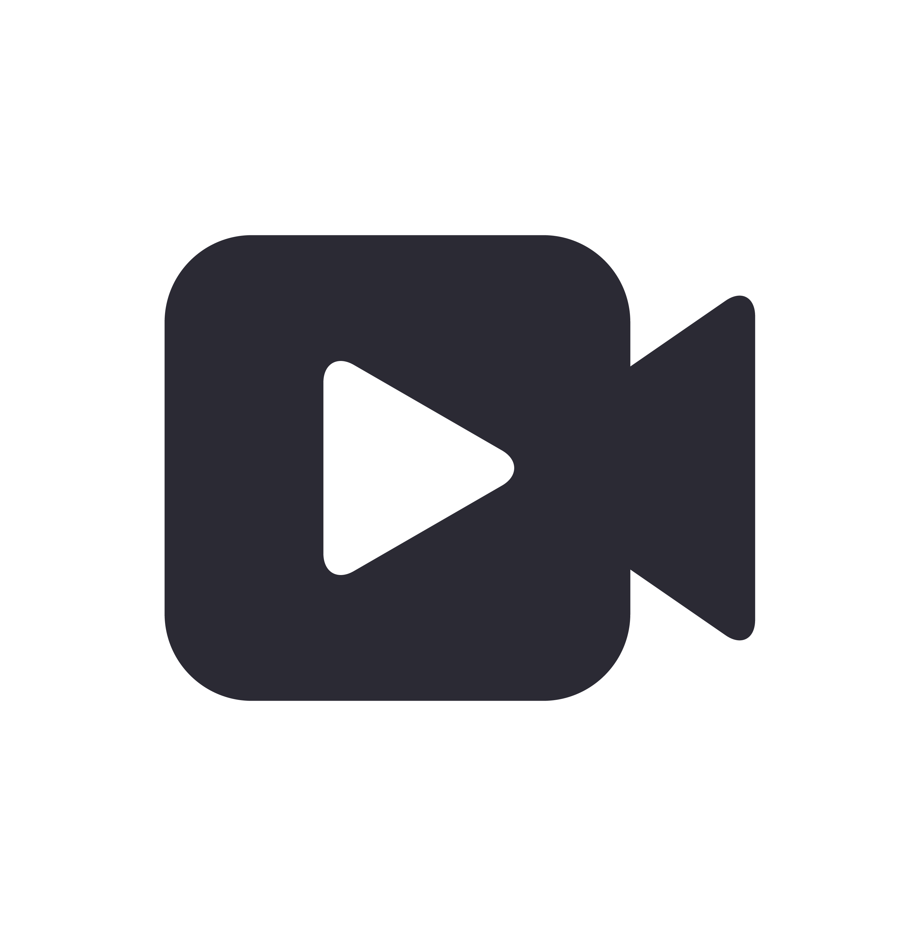 A simple black video camera icon with a triangular play button in the center, set against a light gray background.